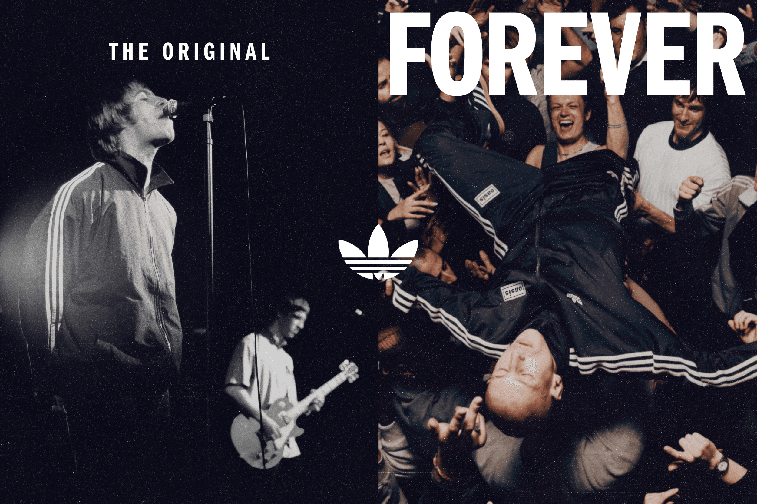Oasis x Adidas — crowd-surf ‘Forever’ print and OOH artwork